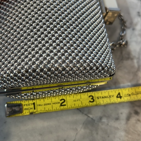 Jessica McClintock silver Beaded Clutch with Hidden Chain For Purse prom - Picture 5 of 6